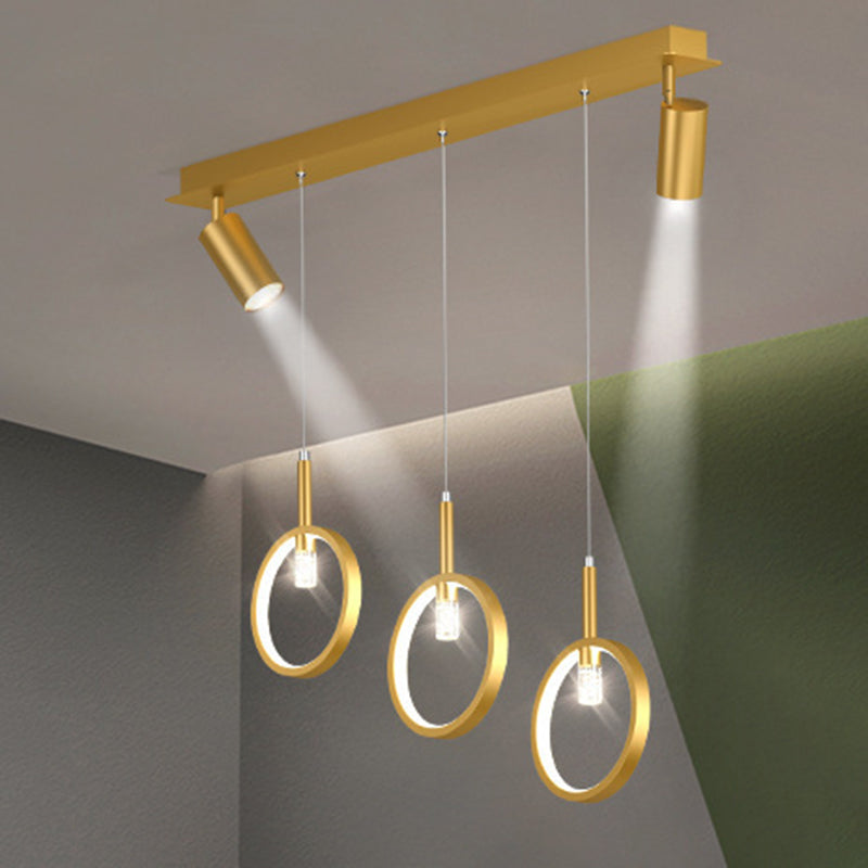 Modern Creative Linear Island Light Wrought Iron Pendant Light with Silicone Shade