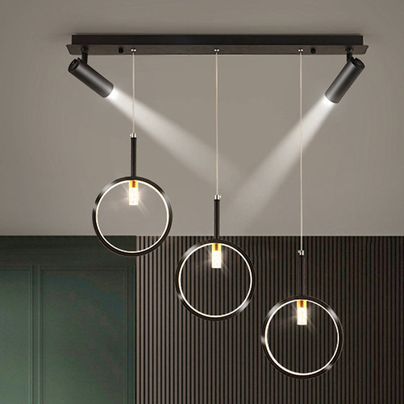 Modern Creative Linear Island Light Wrought Iron Pendant Light with Silicone Shade