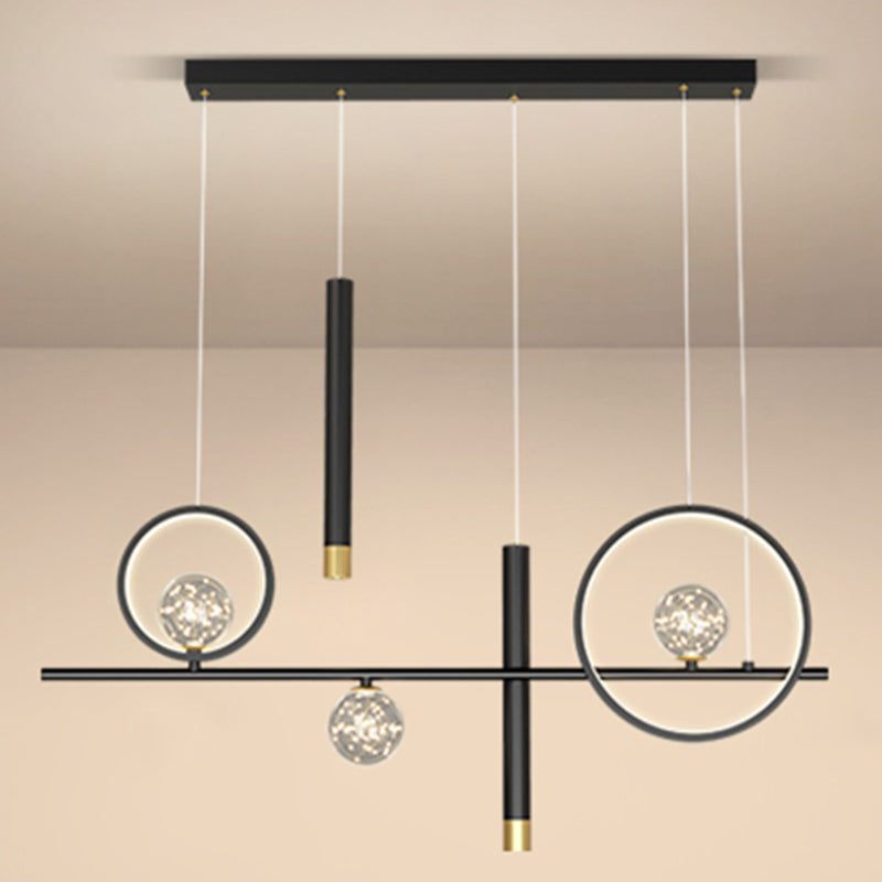 Idee per illuminazione dell'isola a led in metallo moderno lampada lampadario lineare per sala da pranzo