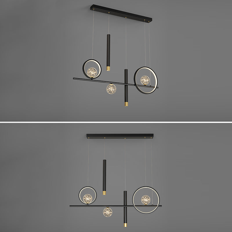 Idee per illuminazione dell'isola a led in metallo moderno lampada lampadario lineare per sala da pranzo