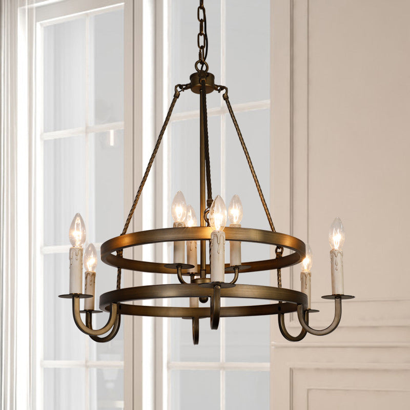 Lámpara de araña de velas lámpara de lámpara de metal industrial iluminación para restaurante