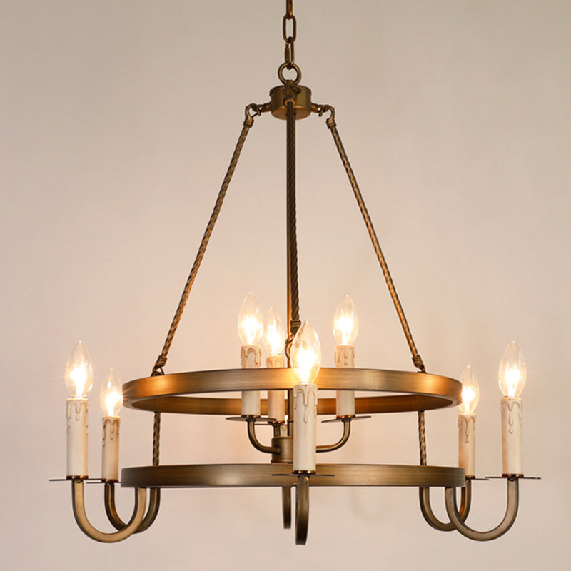 Lámpara de araña de velas lámpara de lámpara de metal industrial iluminación para restaurante