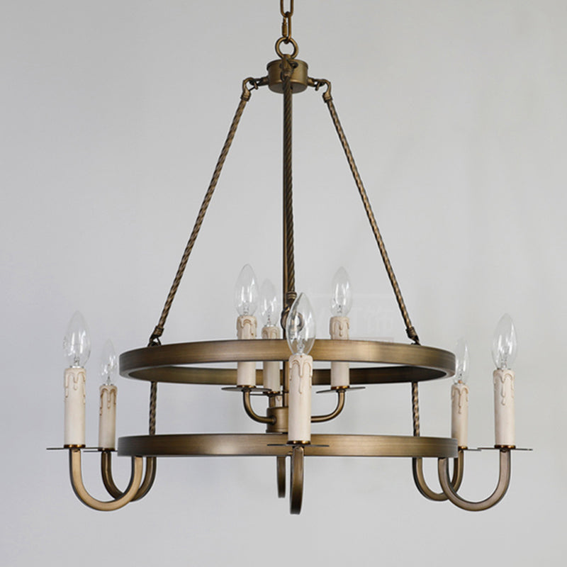 Lámpara de araña de velas lámpara de lámpara de metal industrial iluminación para restaurante