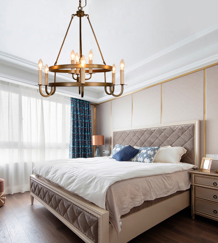 Lámpara de araña de velas lámpara de lámpara de metal industrial iluminación para restaurante