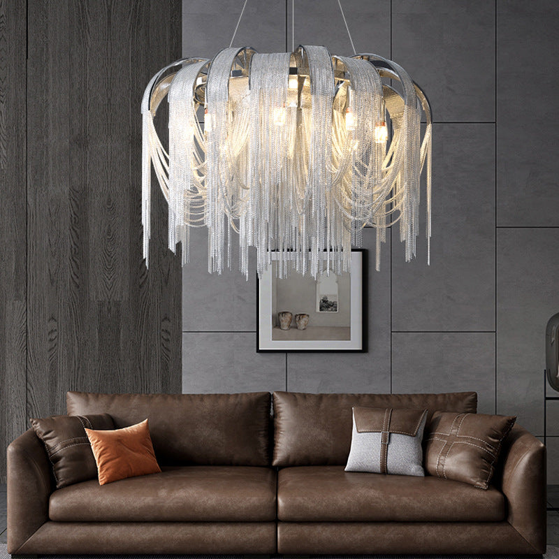 Modern Luxury Pendant Light Electroplate Metal Hanging Lamp with Aluminium Chain