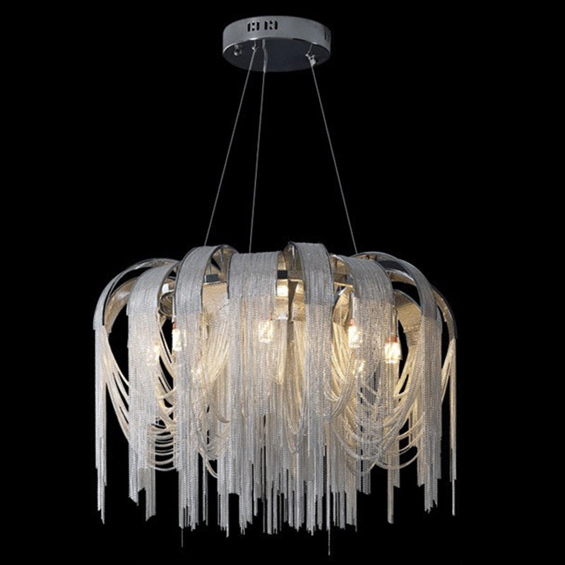 Lampada sospesa in metallo moderno di lusso a ciondolo di lusso con catena di alluminio
