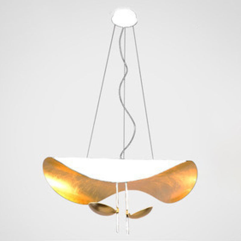 Modern Creative Creative LED Light Light Iron Ithing Hanging Lampada con tonalità in foglio d'oro