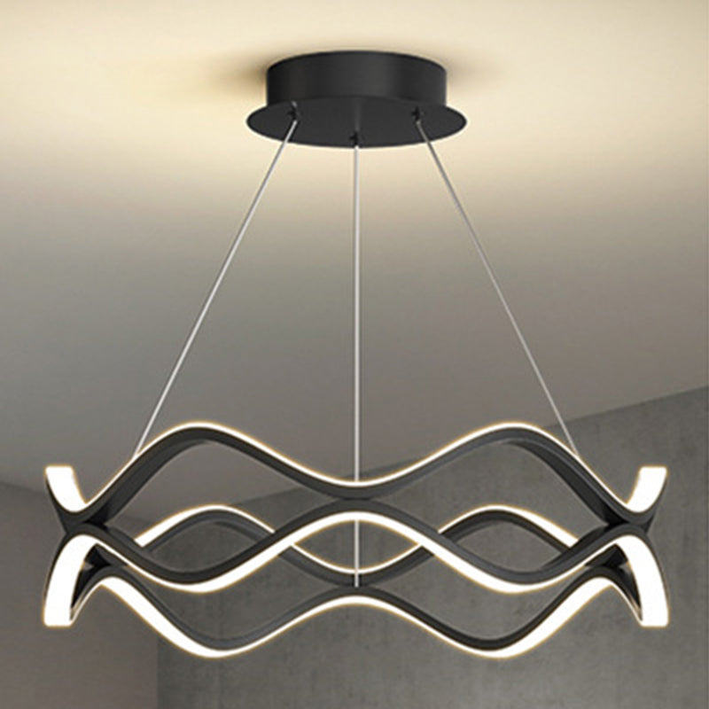 Modern Minimalist Linear LED Pendant Light Aluminium Indoor Hanging Lamp with Silicone Shade