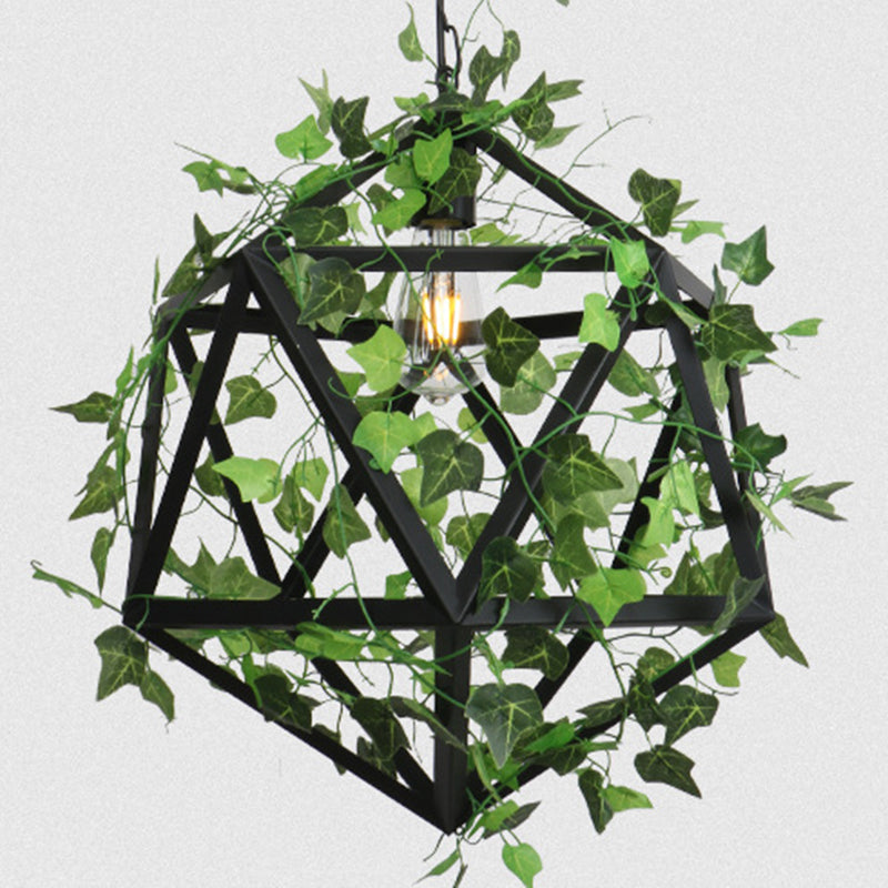 1 Light Pendant Light Fixture Industrial Metal Hanging Pendant Lights with Plants for Restaurant