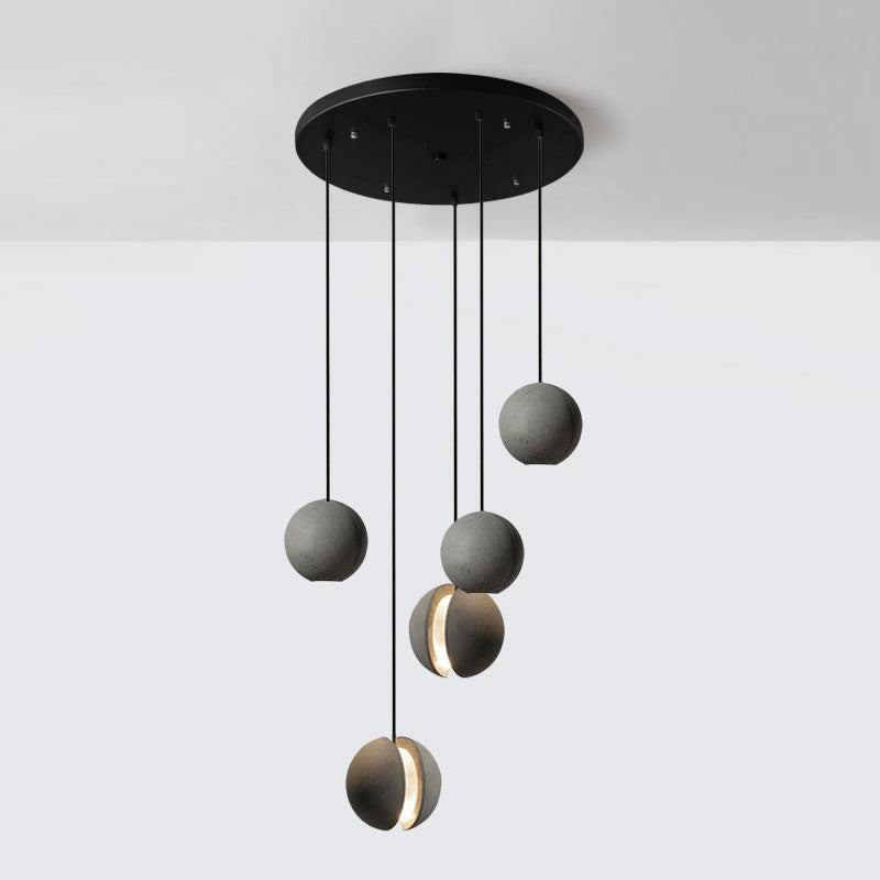 Modern Simplicity Round Ceiling Chandelier Cement Hanging Light for Living Room