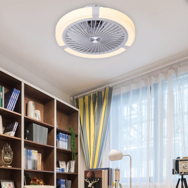 Nordic Round Lüfterleuchte Acrylschlafzimmer LED Semi Flush Deckenleuchte mit Fernbedienung