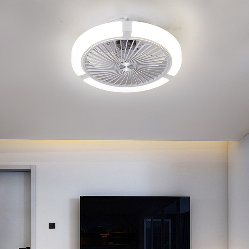 Nordic Round Lüfterleuchte Acrylschlafzimmer LED Semi Flush Deckenleuchte mit Fernbedienung