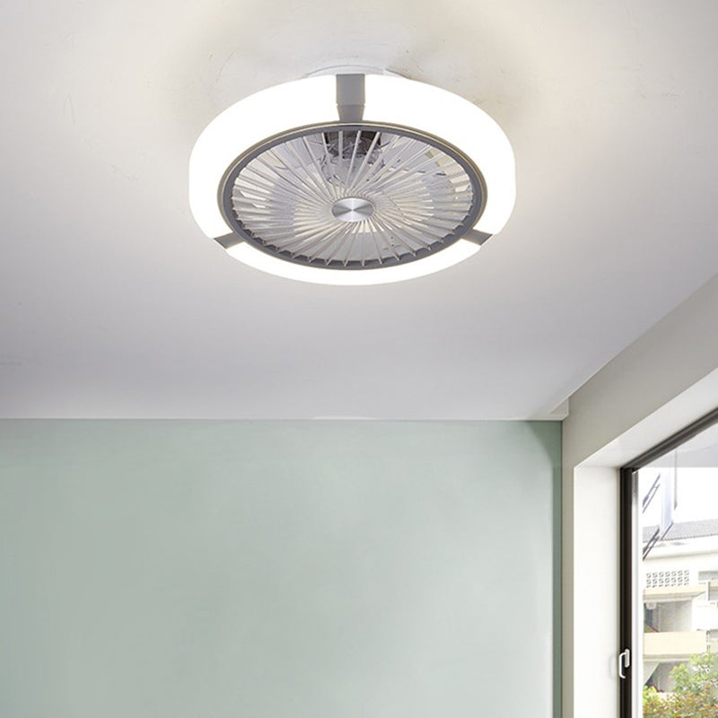 Nordic Round Lüfterleuchte Acrylschlafzimmer LED Semi Flush Deckenleuchte mit Fernbedienung