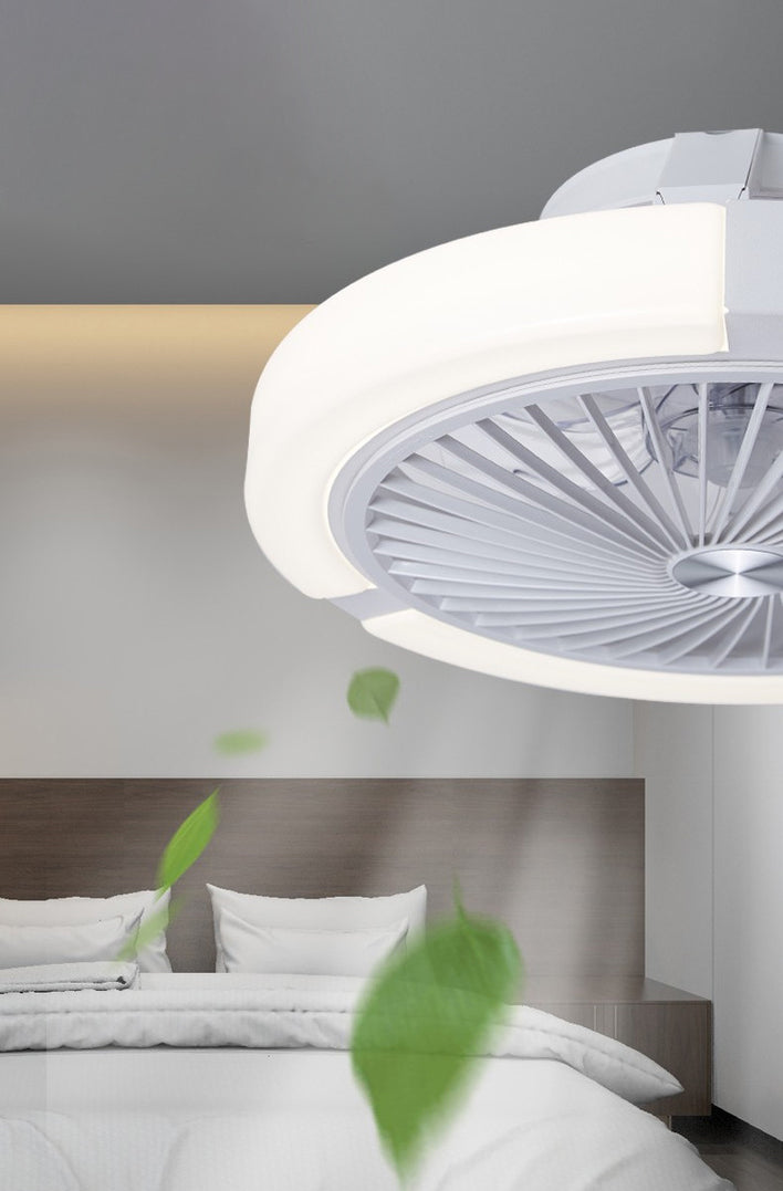 Nordic Round Lüfterleuchte Acrylschlafzimmer LED Semi Flush Deckenleuchte mit Fernbedienung