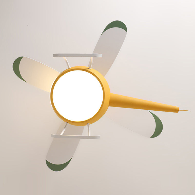 Hélicoptère à 4 lames Éclairage de ventilateur d'enfants Style de style métal LED LED PLADIER SEMI FLUX avec télécommande