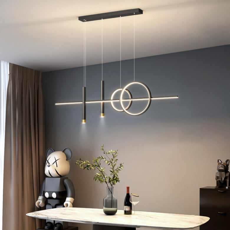 Blue New Modern LED Island Lighting Linear Clear Glass Chandelier Light Fixture for Dining Room