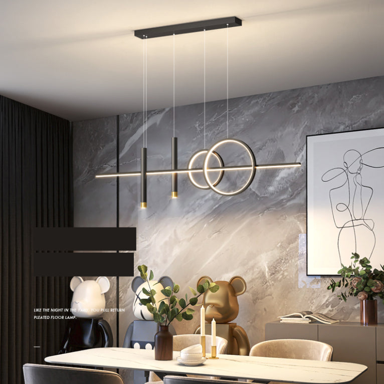 Blue New Modern LED Island Lighting Linear Clear Glass Chandelier Light Fixture for Dining Room