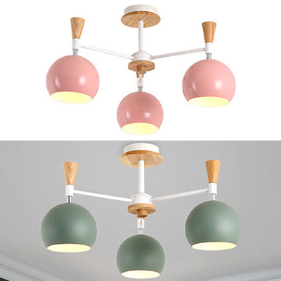 Chic Modern Hanging Chandelier with Dome 3 Bulbs Metal Hanging Pendant Fixture for Dining Room