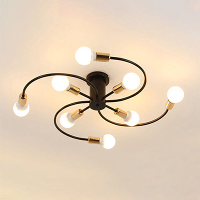 Accesorio de techo de montaje de semi flush a loft bulbo expuesto metal lámpara de montaje semi rasgadoras