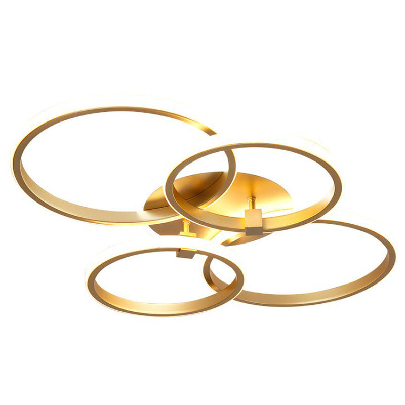 Simplicity Circular Ring Ceiling Light Fixture Metal LED Bedroom Ceiling Fixture in Gold