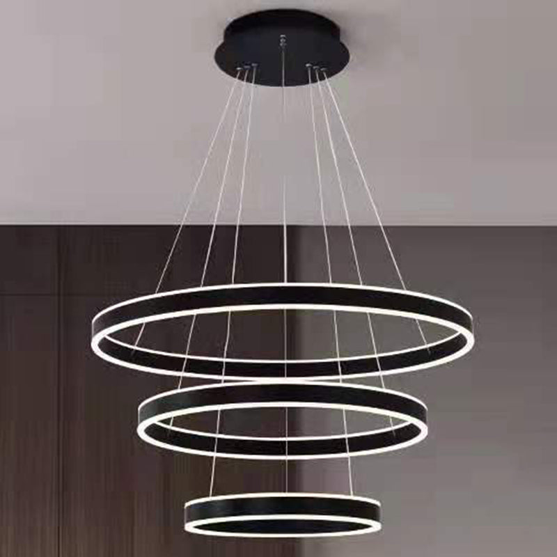 Rings Suspended Lighting Fixture Contemporary Style LED Metal Chandelier Lighting