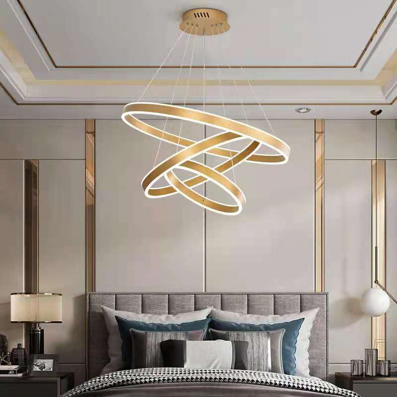 Rings Suspended Lighting Fixture Contemporary Style LED Metal Chandelier Lighting