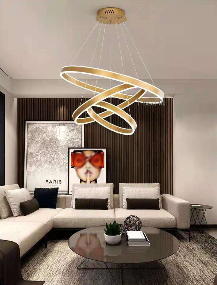 Rings Suspended Lighting Fixture Contemporary Style LED Metal Chandelier Lighting