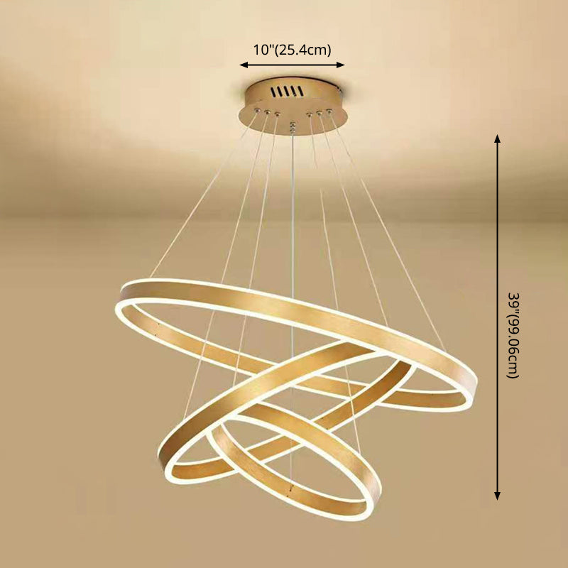 Rings Suspended Lighting Fixture Contemporary Style LED Metal Chandelier Lighting