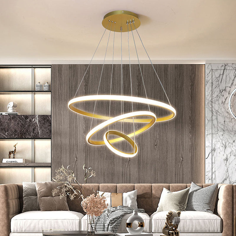 Orbicular Living Room Chandelier Lamp Metal LED Minimalist Suspension Pendant Light