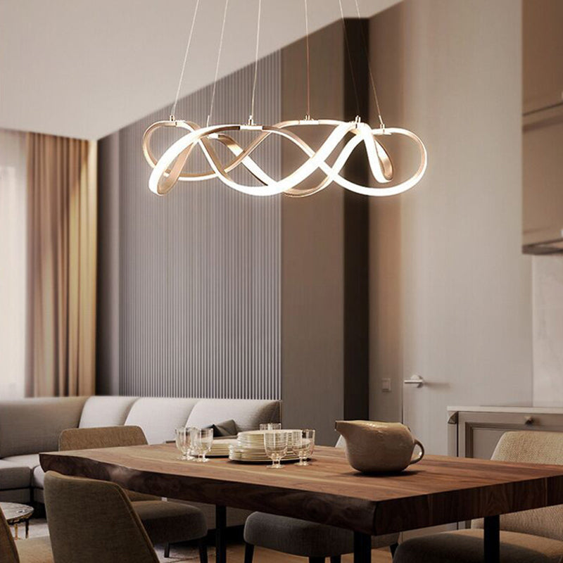Twisted Metal Chandelier Pendant Light Simple Style LED Gold Suspension Pendant Light