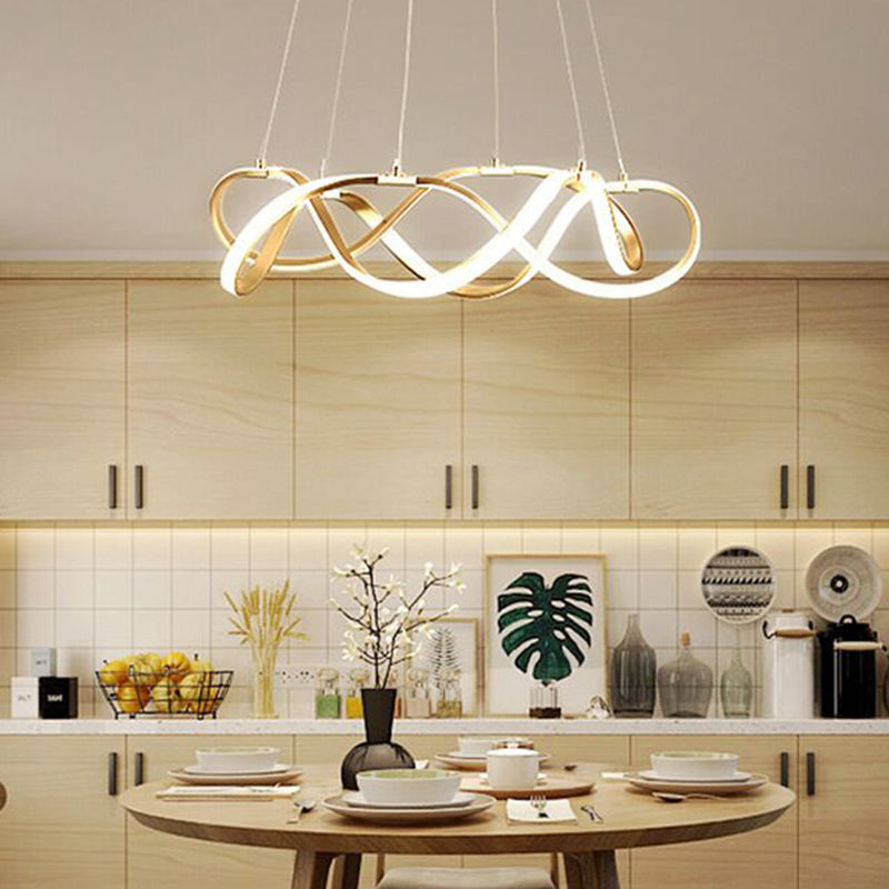 Twisted Metal Chandelier Pendant Light Simple Style LED Gold Suspension Pendant Light