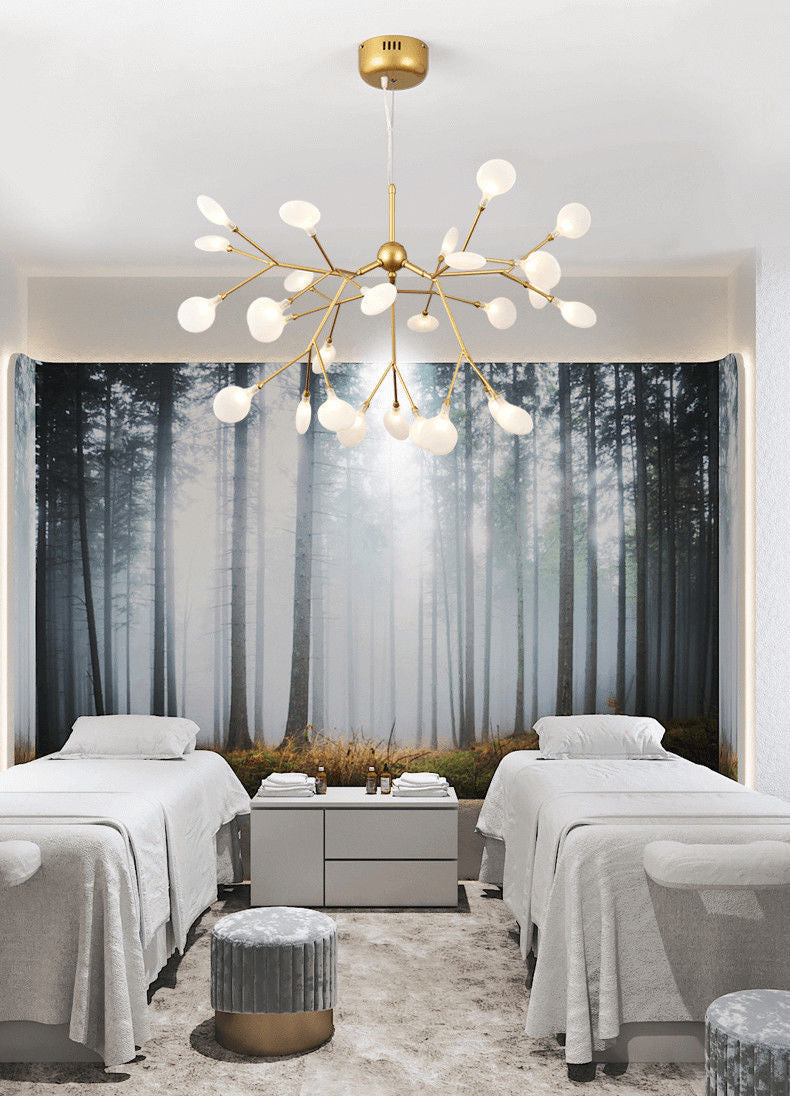 Fireflies Chandelier Lighting Fixture Minimalist Metal Gold Ceiling Hung Fixture