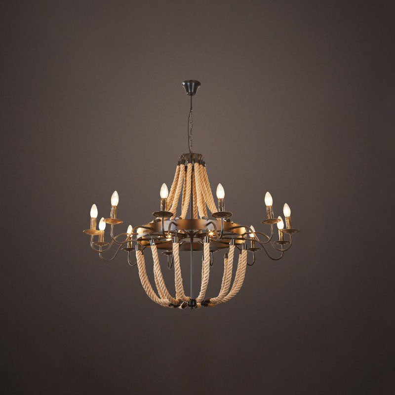 Lámpara de araña de velas lámpara de lámpara de metal industrial iluminación para restaurante