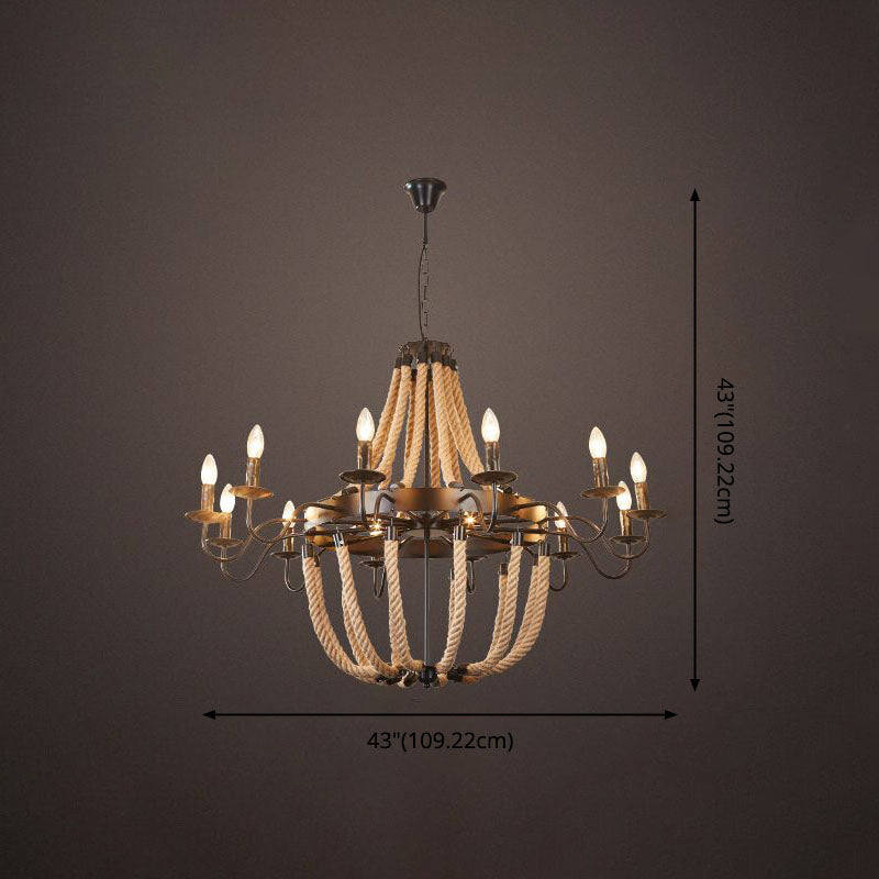 Lámpara de araña de velas lámpara de lámpara de metal industrial iluminación para restaurante