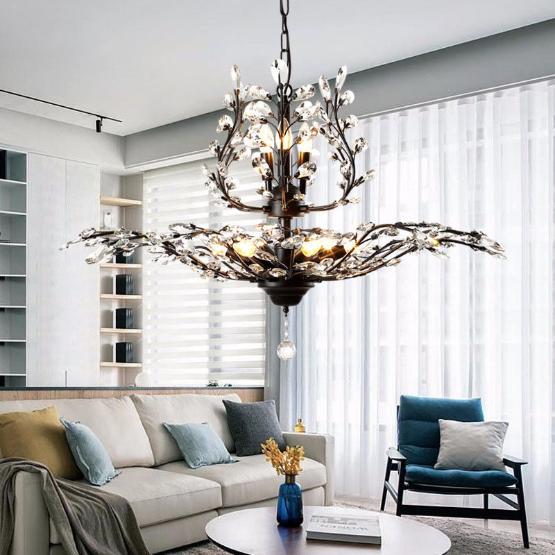 Branches Living Room Hanging Chandelier Traditional-Style Crystal Black Chandelier Light Fixture