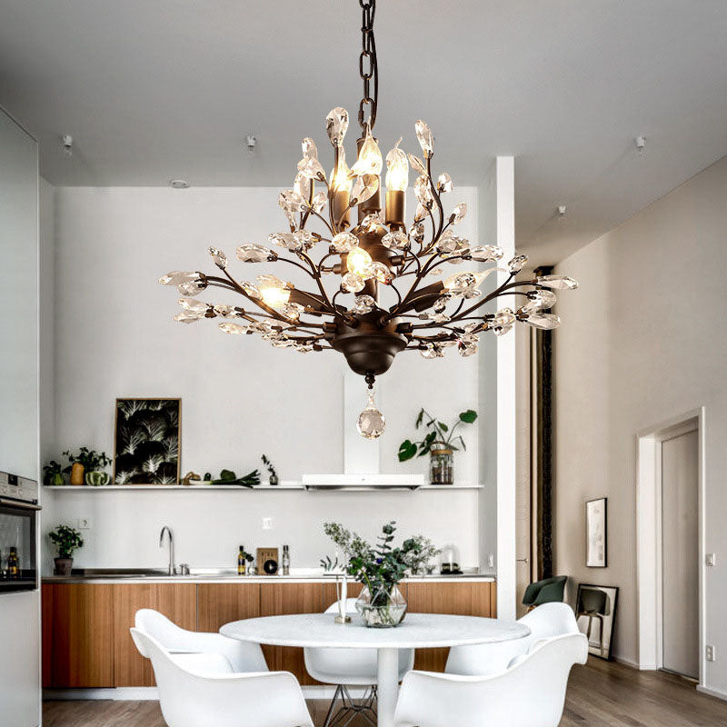 Branches Living Room Hanging Chandelier Traditional-Style Crystal Black Chandelier Light Fixture
