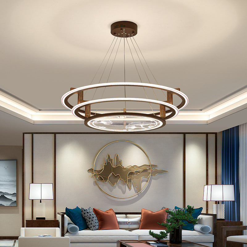 Brown Aluminum Hanging Pendant Lights Contemporary Hanging Lamps for Tea House