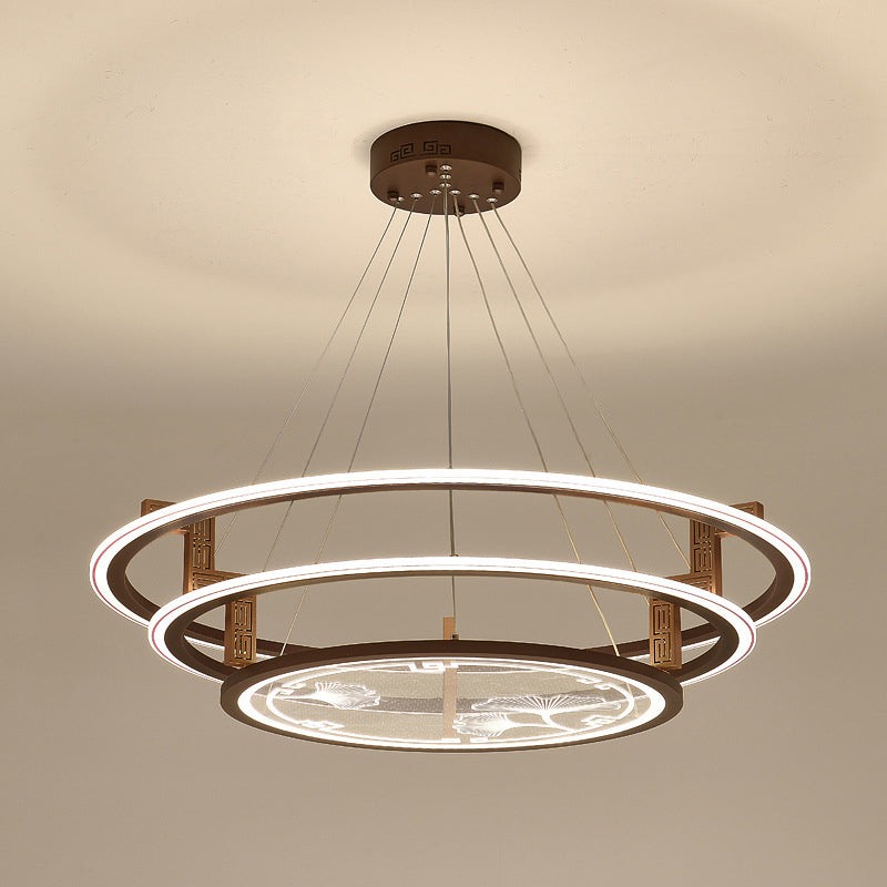 Brown Aluminum Hanging Pendant Lights Contemporary Hanging Lamps for Tea House