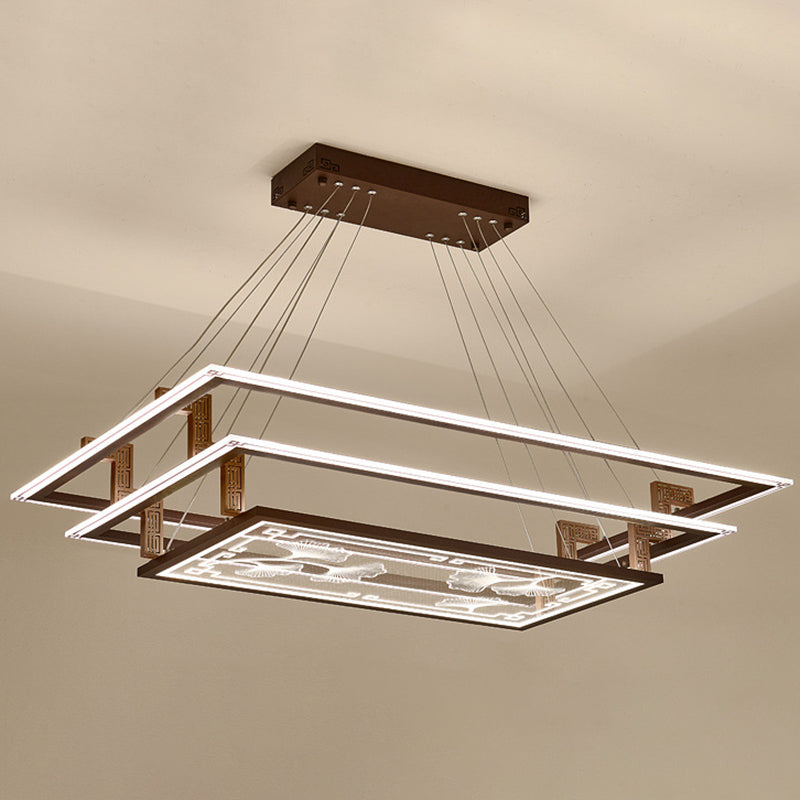 Brown Aluminum Hanging Pendant Lights Contemporary Hanging Lamps for Tea House