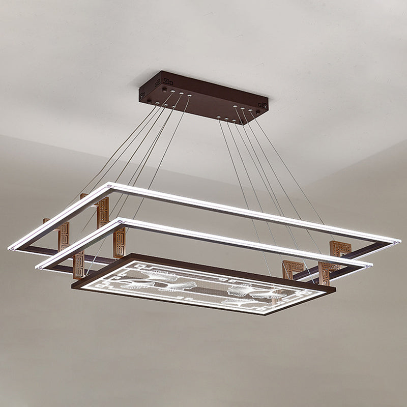 Brown Aluminum Hanging Pendant Lights Contemporary Hanging Lamps for Tea House