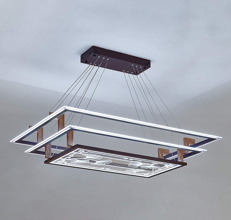 Brown Aluminum Hanging Pendant Lights Contemporary Hanging Lamps for Tea House