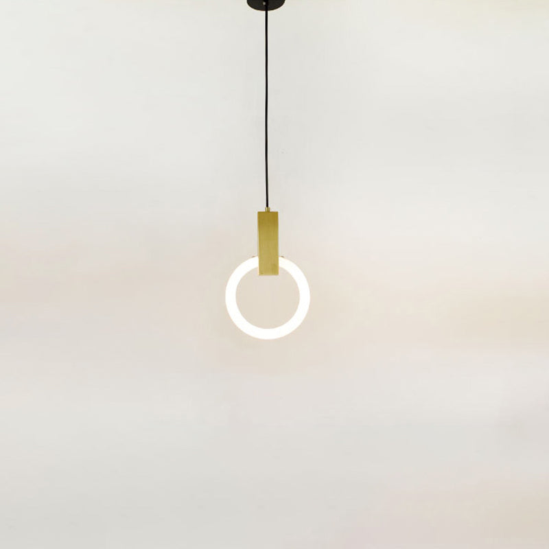 Metal Ring Pendant Lighting Fixture Simple Style LED Hanging Light Fixture in Gold