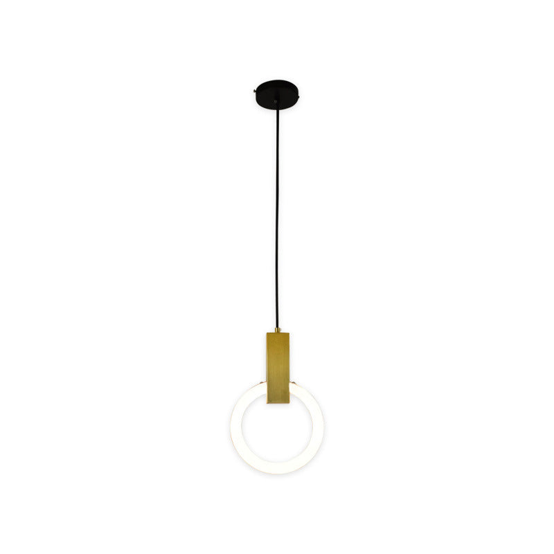 Metal Ring Pendant Lighting Fixture Simple Style LED Hanging Light Fixture in Gold