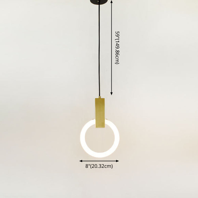 Metal Ring Pendant Lighting Fixture Simple Style LED Hanging Light Fixture in Gold