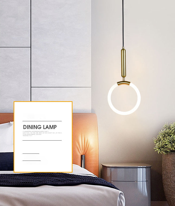 Metal Ring Pendant Lighting Fixture Simple Style LED Hanging Light Fixture in Gold