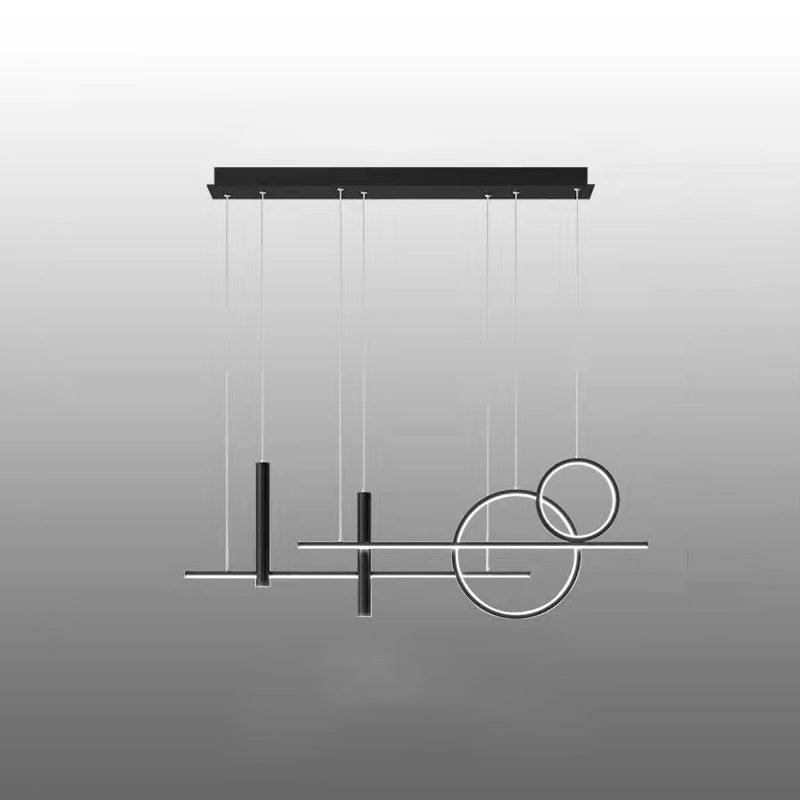 Modern Creative Linear LED Island Light Wrought Iron Pendant Light with Silicone Shade