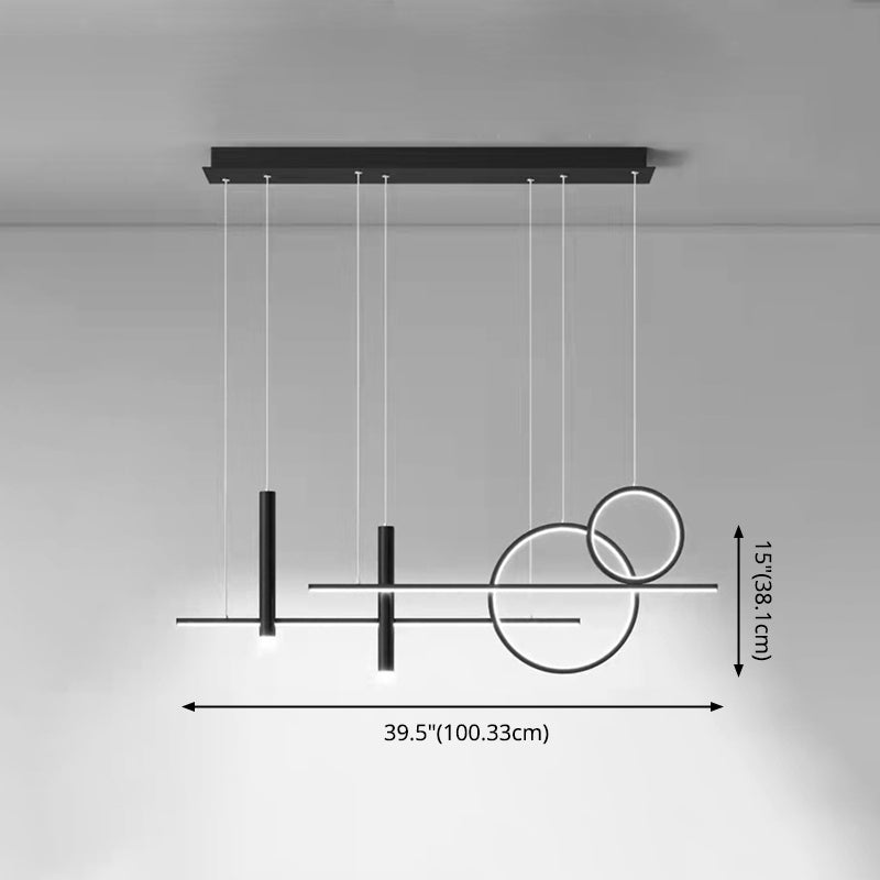 Luz de hierro forjado de isla LED lineal moderna Luz de hierro forjado con sombra de silicona