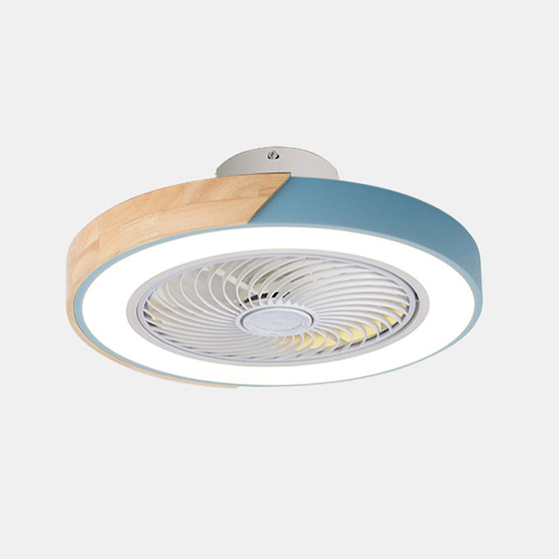 Runde Farbblöcke Deckenventilator Leuchte LED LED Metal Halbmontage Beleuchtung für Schlafzimmer