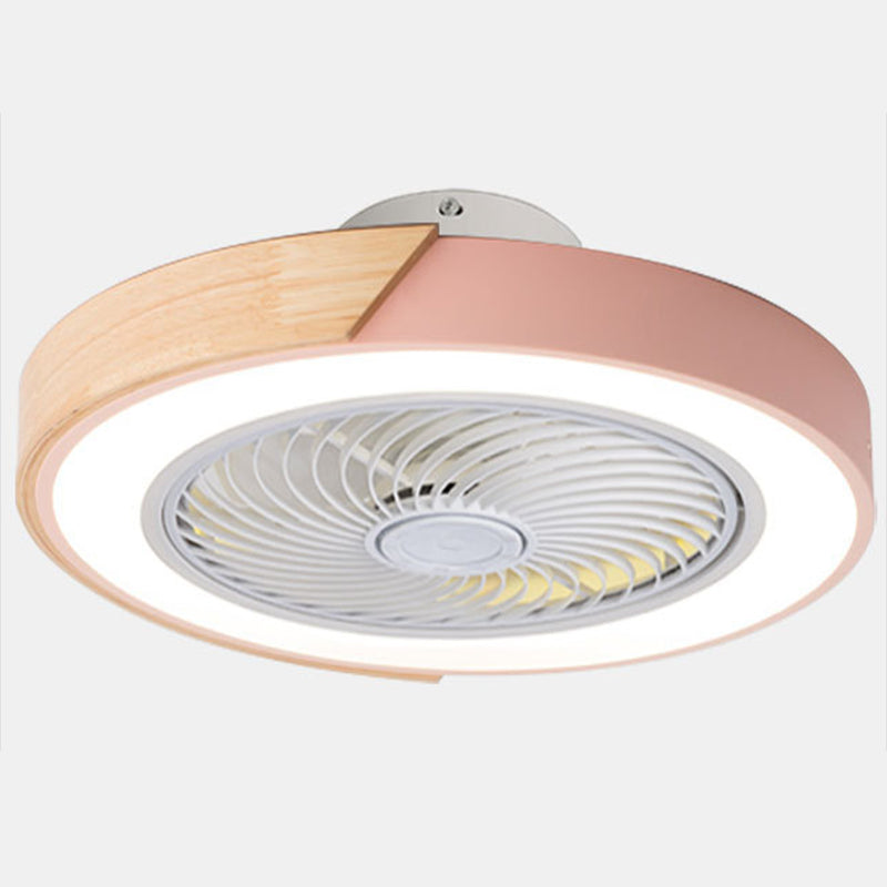 Runde Farbblöcke Deckenventilator Leuchte LED LED Metal Halbmontage Beleuchtung für Schlafzimmer