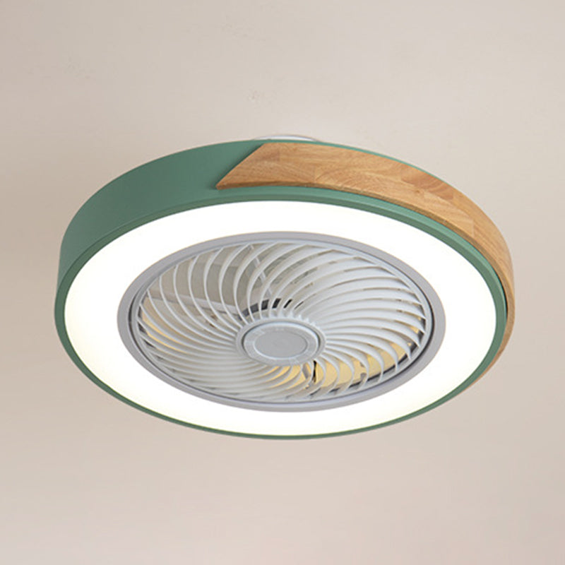 Runde Farbblöcke Deckenventilator Leuchte LED LED Metal Halbmontage Beleuchtung für Schlafzimmer